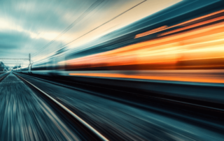 Fast speed train in sundown